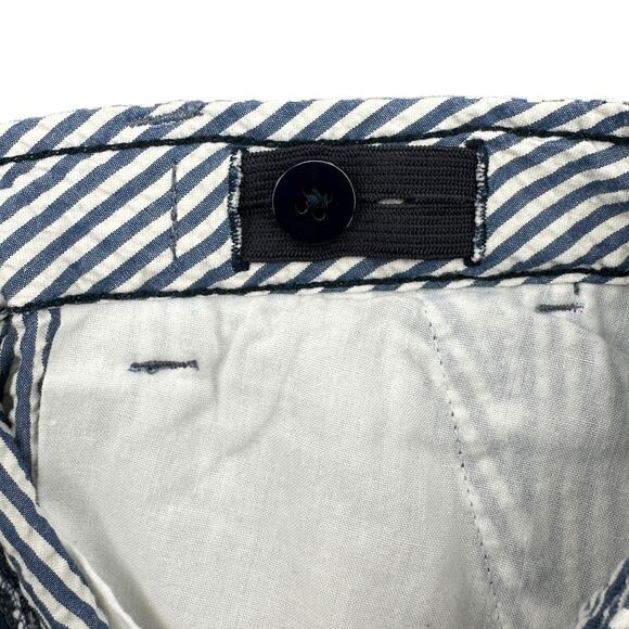 Lands End Blue White Striped Seersucker Side Pockets Casual Shorts Size 14 - Picture 5 of 8